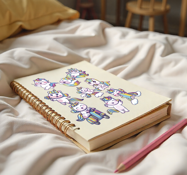 Tek boynuzlu at tasarım seti hayvan çıkartması - TenStickers