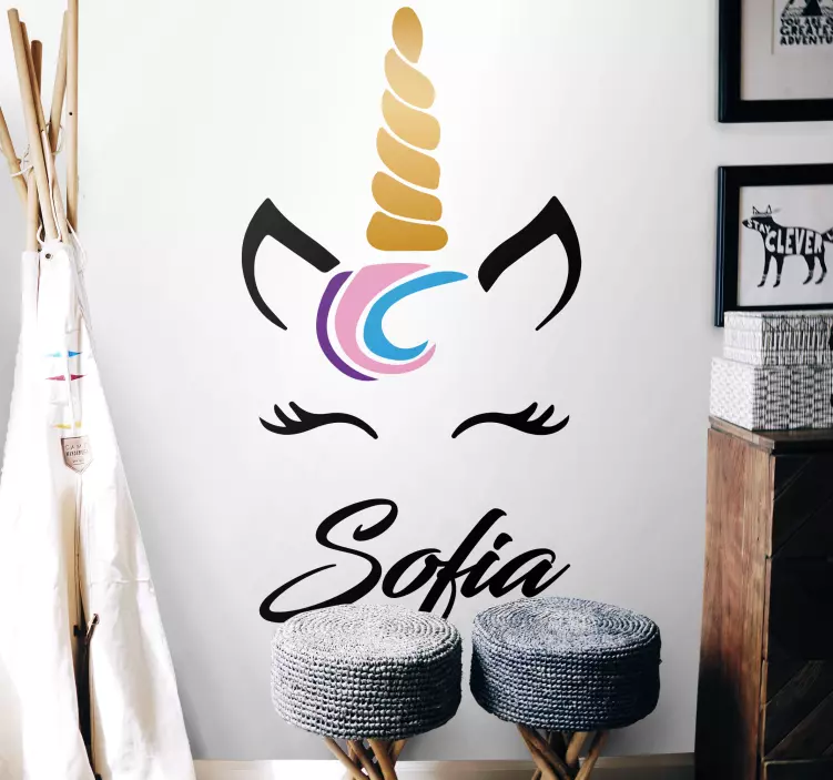 Tek boynuzlu at yüz özelleştirmesi hayvan çıkartması - TenStickers