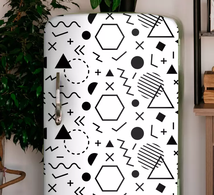 Tek renkli çizgiler ve noktalar buzdolabı çıkartması - TenStickers