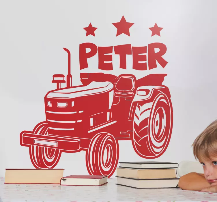 Tek renkli traktör kişiselleştirilmiş çocuklar çıkartması - TenStickers