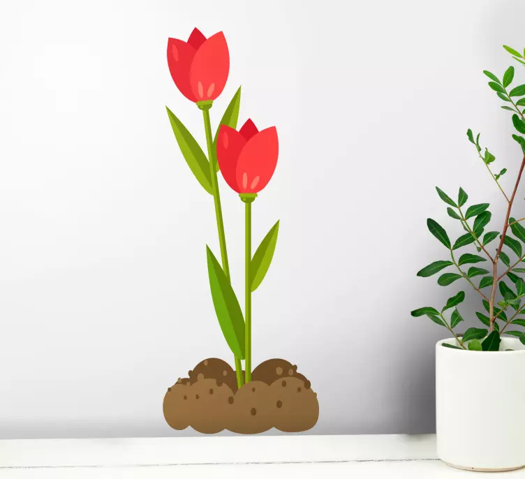 Toprak kapı çıkartmasında iki gül - TenStickers