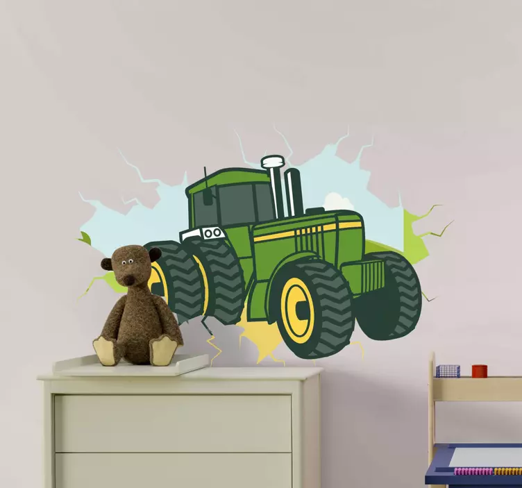 Traktör 3d john deere illüstrasyon etiket - TenStickers
