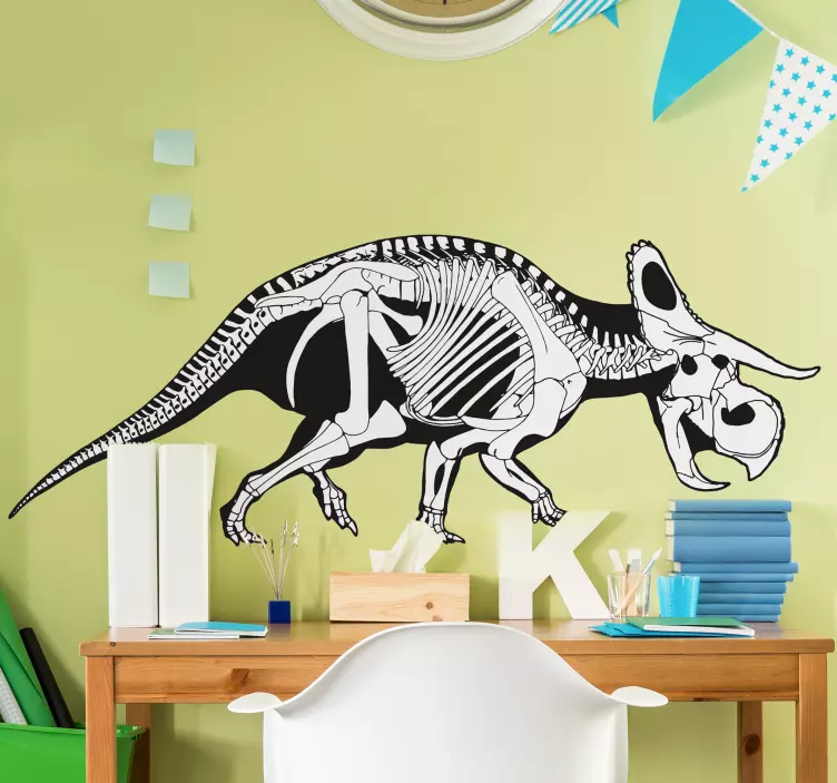 Triceratops iskelet duvar sticker - TenStickers