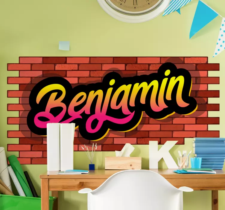 Tuğla duvar ve adı grafiti kentsel çıkartması - TenStickers