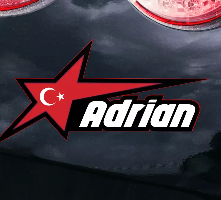 Türkiye bayrağı ve özel isim araba çıkartması - TenStickers