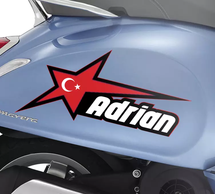 Türkiye bayrağı ve özel isim motosiklet çıkartması - TenStickers