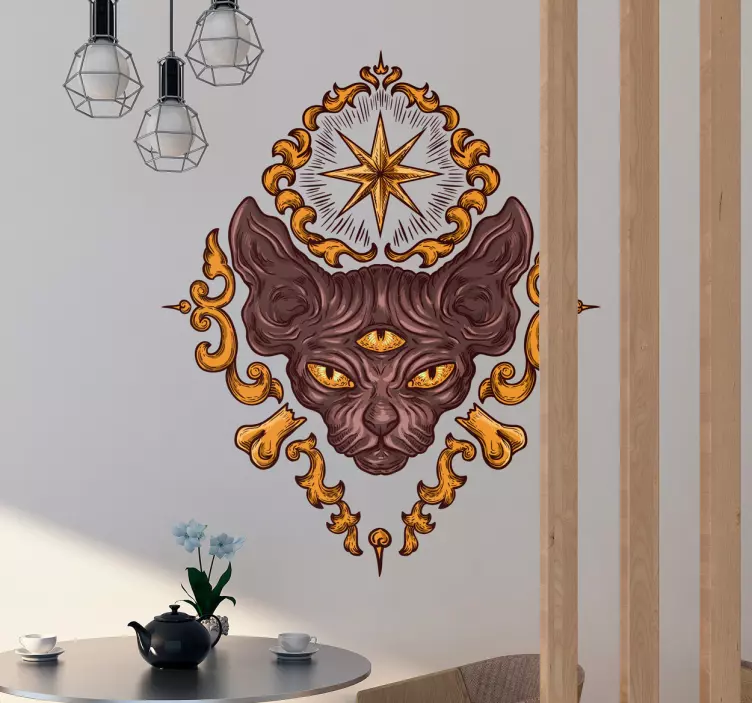 üç gözlü kedi duvar sticker - TenStickers