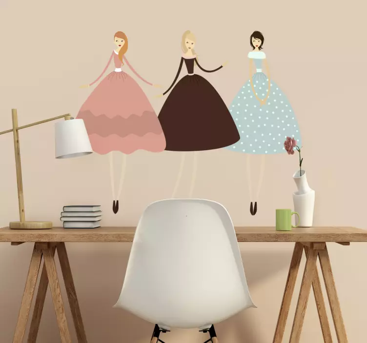 üç zarif kız duvar sticker - TenStickers