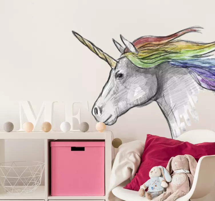 Unicorn çizim çıkartması - TenStickers