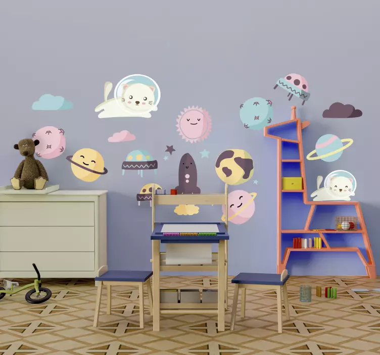 Uzayda astronotlar çocuklar duvar sticker - TenStickers