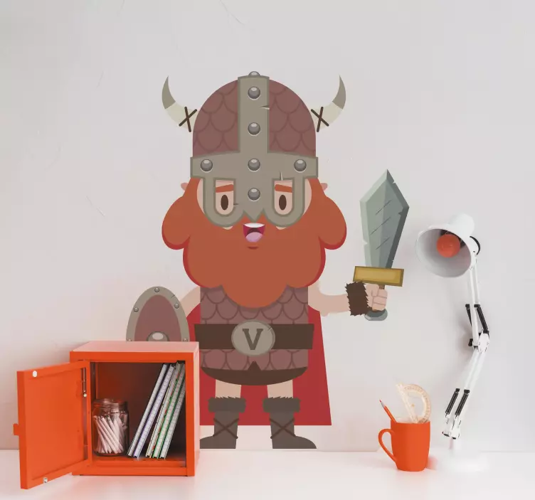 Viking turuncu sakal mızrak karakter çıkartması - TenStickers