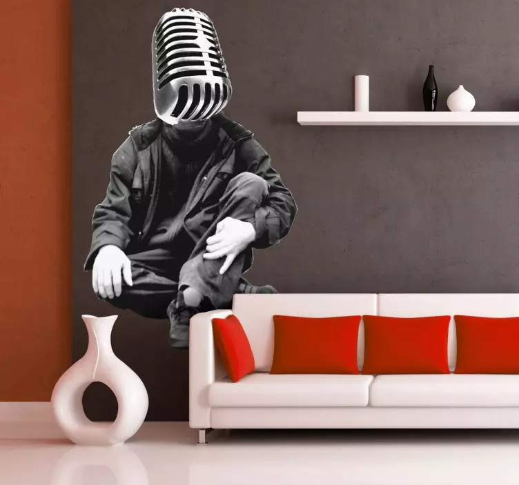 Vinil dekorativ hombre mikrofono hayvan çıkartması - TenStickers