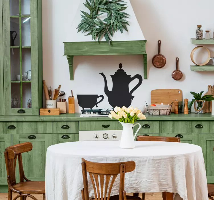 Vintage çaydanlık duvar sticker - TenStickers