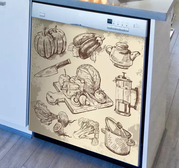 Vintage gıda illüstrasyon çıkartma - TenStickers
