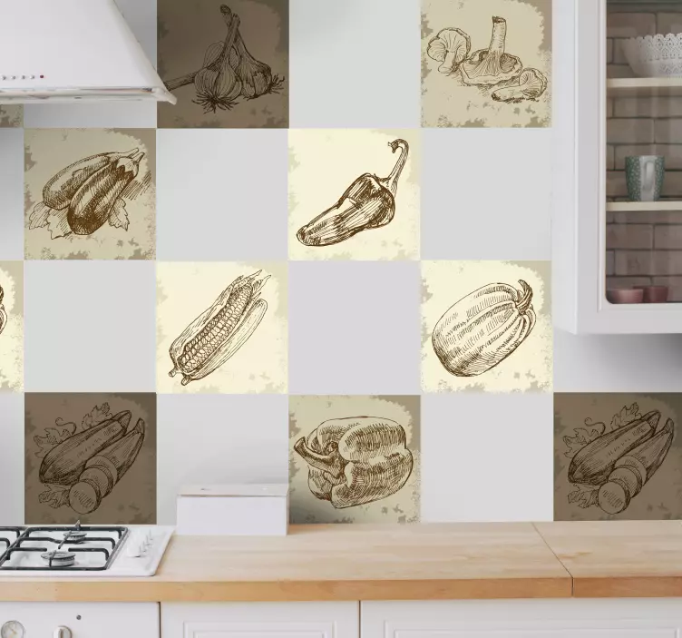 Vintage gıda illüstrasyon mutfak etiketi - TenStickers
