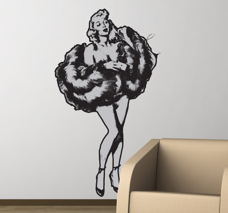Vintage pin up girl duvar sticker - TenStickers