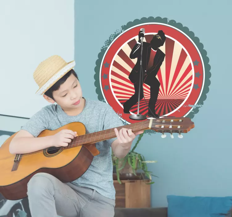 Vintage rock şarkıcısı çıkartması - TenStickers