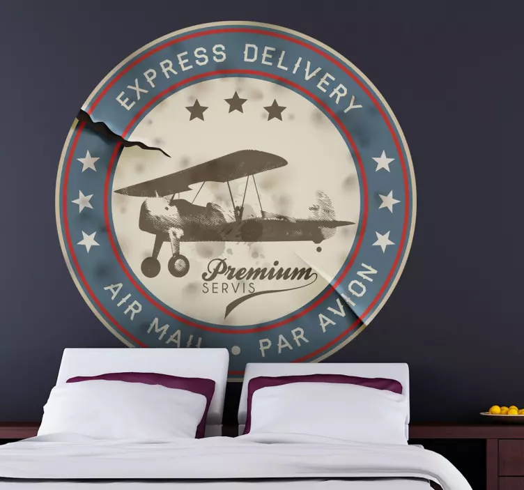 Vintage uçak hava posta çıkartması - TenStickers