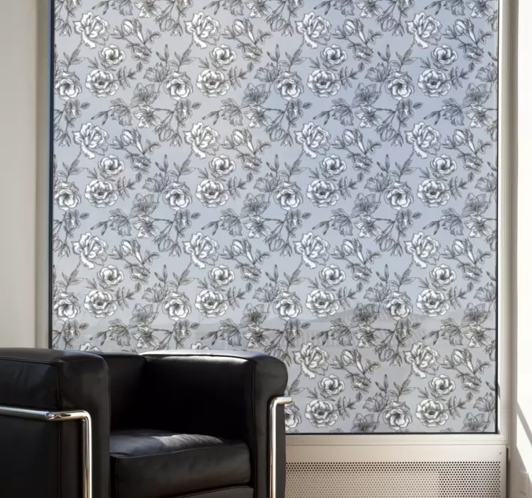 Yarı saydam çiçekler pencere çıkartması - TenStickers