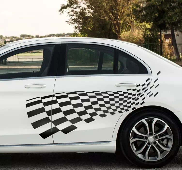 Yarış bayrağı araba sticker - TenStickers