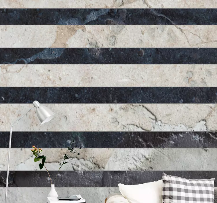 Yatay çizgiler çıkartması ile açık gri beton - TenStickers