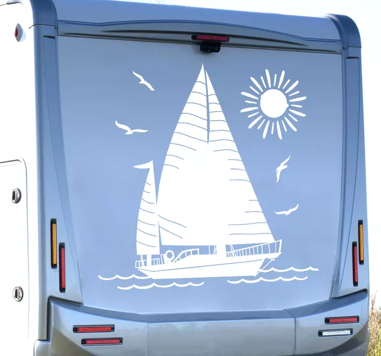 Yelkenli karavan deniz duvar sticker - TenStickers