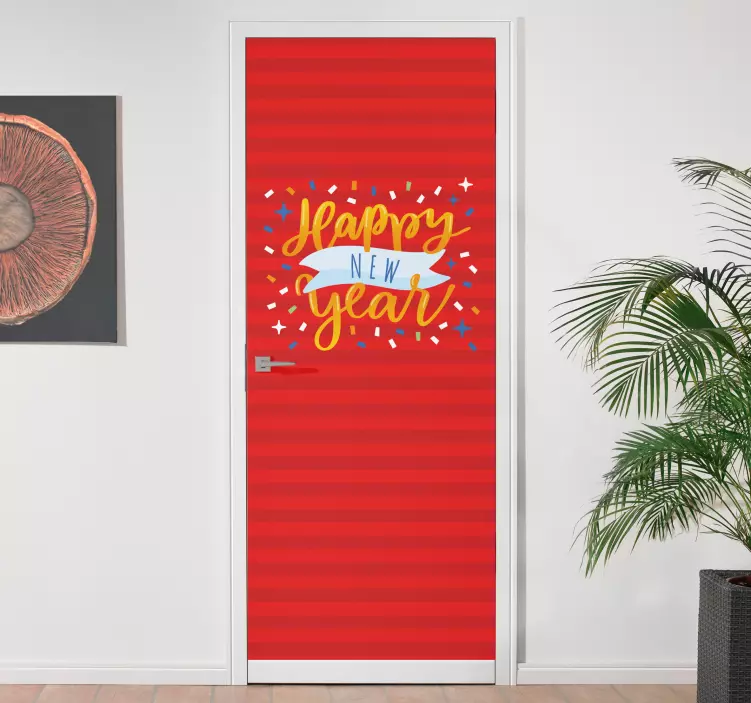 Yeni yıl afiş kapı çıkartması - TenStickers