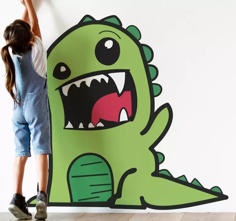 Yeşil dinozor doodle korkunç dinozor çıkartması - TenStickers