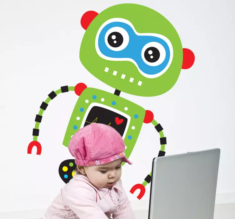 Yeşil robot çocuklar sticker - TenStickers