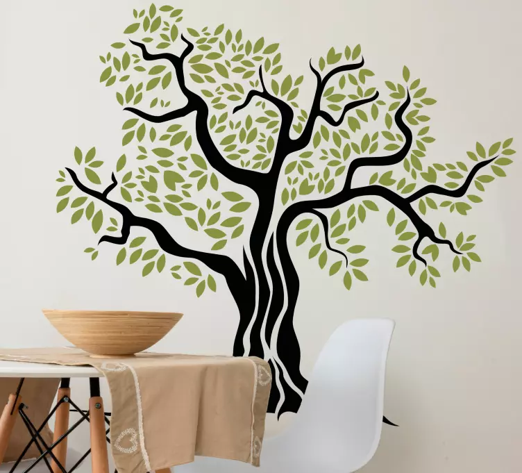 Yeşil yapraklı siyah zeytin ağacı çıkartması - TenStickers