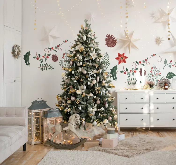 Yılbaşı çiçek seti yılbaşı çıkartması - TenStickers