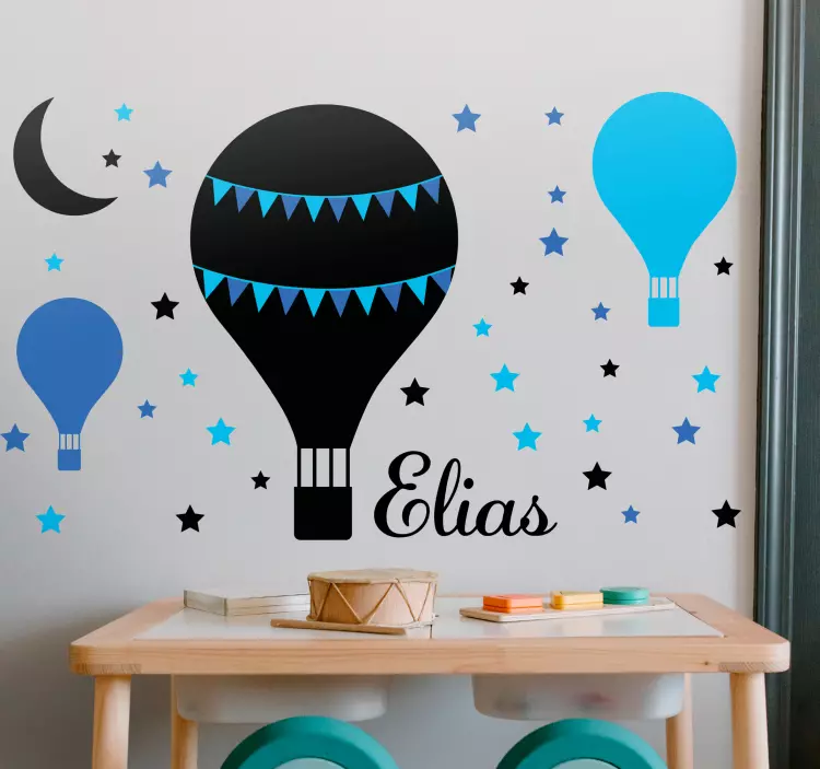 Yıldız çıkartması ile siyah ve mavi balonlar - TenStickers