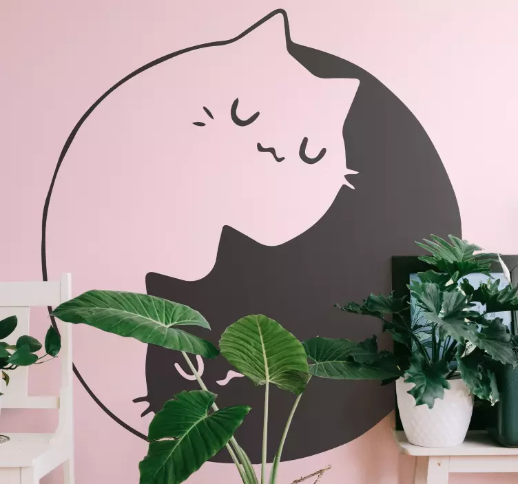Yin yang kediler evcil hayvan çıkartması - TenStickers