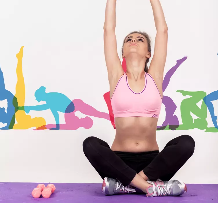 Yoga pozisyonları oturma odası duvar dekor - TenStickers