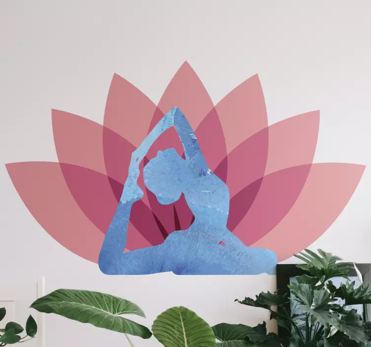 Yoga pozisyonu ile lotus çiçeği çiçek çıkartması - TenStickers
