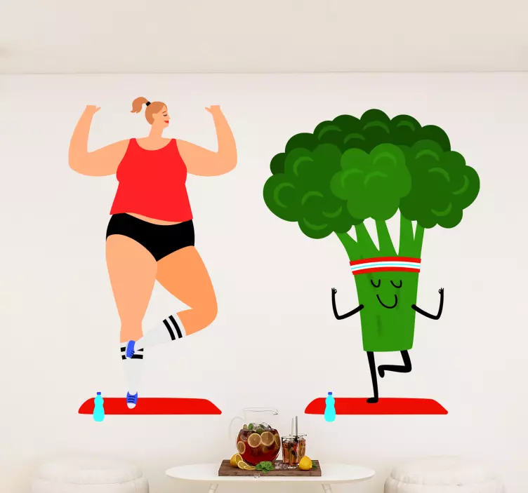 Yoga ve sağlıklı beslenme duvar sticker - TenStickers