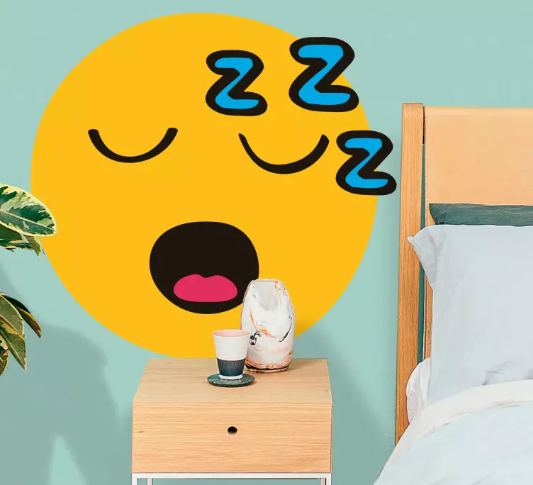 Yorgun emoji tasarım duvar sticker - TenStickers