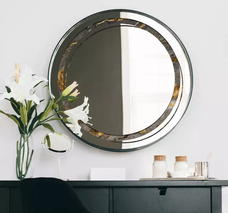 Yuvarlak ayna çerçevesi taş doku ayna çıkartması - TenStickers