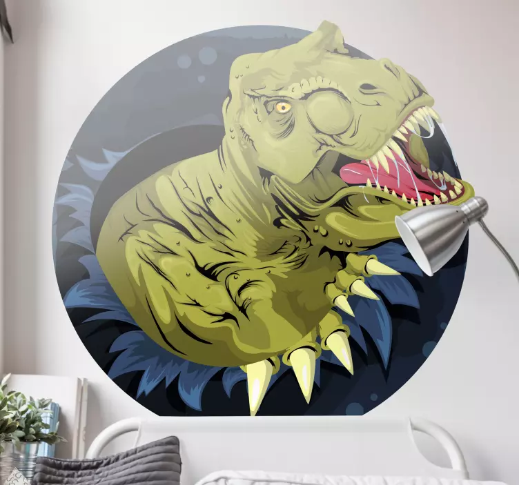 Yuvarlak dinozor duvar sticker - TenStickers