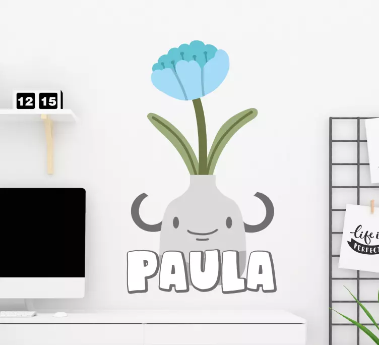 Yüz ve çiçekli saksı duvar sticker - TenStickers