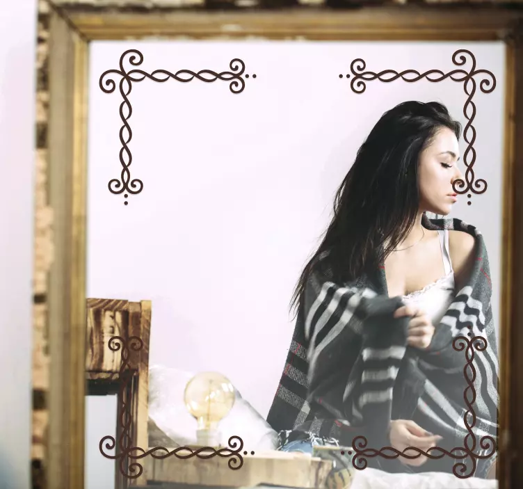 Zarif geometrik köşeleri ayna çıkartması - TenStickers