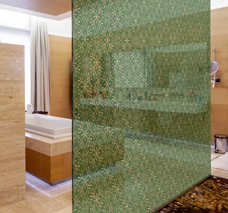 Zarif yeşil ve altın duş ekranı çıkartması - TenStickers