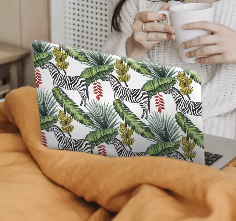 Zebra yaprağı deseni Dizüstü bilgisayar için kaplama - TenStickers