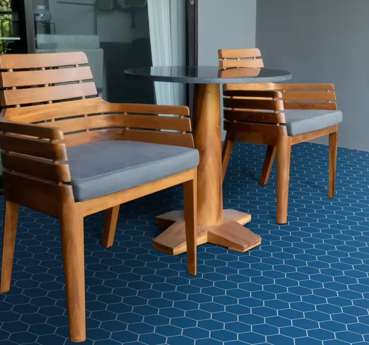 Mavi beşgen zemin stickerı - TenStickers