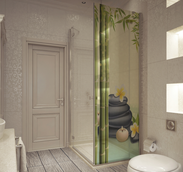 Zen siyah taşlar duş ekran çıkartması - TenStickers