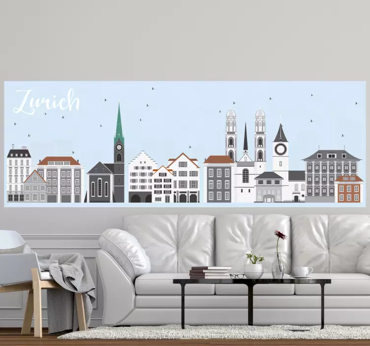 Zürih şehir manzarası kır çıkartması - TenStickers