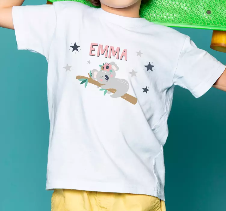 Adı bebek gömleği olan kız için sevimli koala - TenStickers