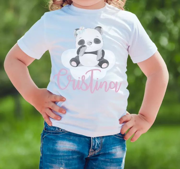 Adı bebek gömleği olan kız için sevimli panda - TenStickers