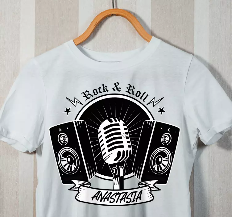 Isim çocuk tişörtü ile siyah mikrofon ve hoparlör - TenStickers