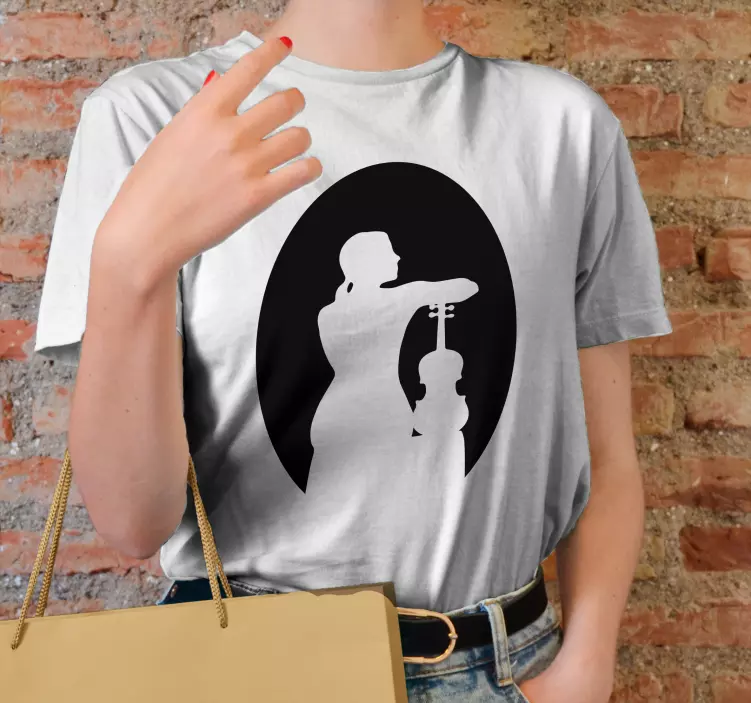 özel gömlek oturan kemancı silüet - TenStickers